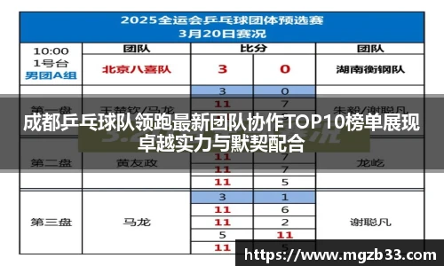 成都乒乓球队领跑最新团队协作TOP10榜单展现卓越实力与默契配合